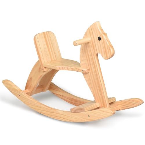 Amazon.com: KRAND Rocking Horse Wooden Ride On Toy for Kids Classic Design Rocking Horse with Pedal and Safe Backrest Fine Workmanship(Classic, Natural) : Toys & Games