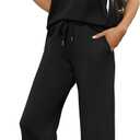 WIHOLL Two Piece Sets for Women Summer Spring Lounge Sets Travel Vacation Outfits Cap Sleeve Side Slit Wide Leg Pants , Large