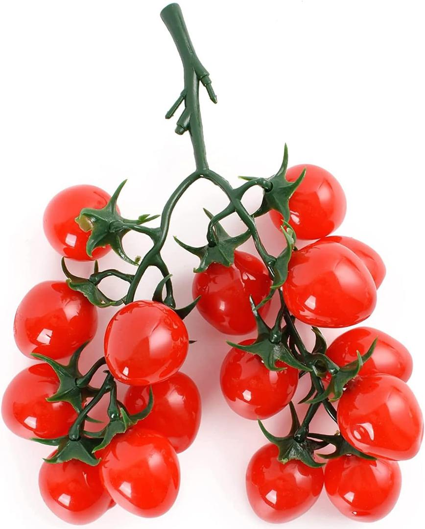 Fake Cherry Tomatoes Artificial Fruit Plastic Lifelike Simulation House Kitchen Decoration (15 Grain)