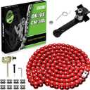25H Chain 132 Link with Chain Tensioner Breaker Kit Compatible with Razor MX650 MX500 RSF650 SX500 Mcgrath Electric Dirt Bike MY1020 Motor Mini Pit Bike Rocket Scooter Motocross Moped Parts Red