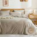 JELLYMONI Cotton Duvet Cover King Size - Linen Gray Comforter Cover with Button 100% Washed Cotton 3PCS Breathable Soft Solid Bedding Set Duvet Cover 10490in & 2 Pillowcases (NO Comforter)