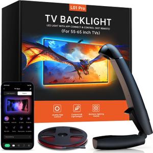 TV LED Backlight, 14.7ft Cuttable TV Lights That Change with TV for 55-65 Inch Screen and PC Monitor, TV Backlight with Sensor, Smart App Control, Game & Music Sync Color Changing Light