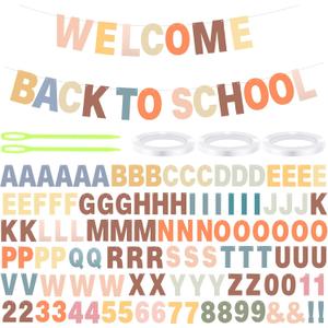 Kosiz 116 Pcs DIY Letter Custom Banner Customizable Banner Kit Including 111 Letters Numbers 3 Rope 2 Threading Device for Home School Classroom Halloween Winter Birthday Decor(Colorful,Boho)