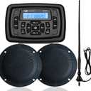 HASDA Marine Bluetooth Radio Boat Car Stereo Dashboard Digital Audio System Receiver Waterproof Boat Speakers FM AM Radio Antenna for ATV UTV RV UV