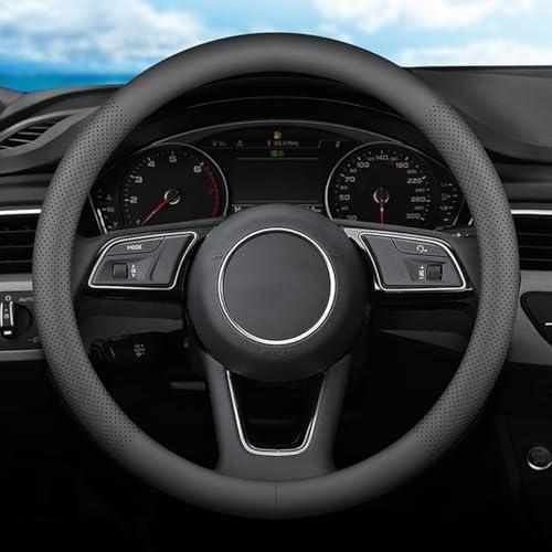 XHRING Car Steering Wheel Cover for Jeep Wrangler JL JK Gladiator Renegade Compass Grand Cherokee/Cherokee Patriot 4XE Rubicon Sahara JKU Mojave X Sport S TJ XJ Accessories, 2025 Leather Black : Automotive