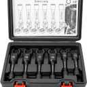 BILITOOLS 6PCS Long Flex Head Crows Foot Line Wrench Set, 3/8" Drive Injector Fuel Line Sockets Wrench Set, Crowfoot Flare Nut Socket Wrench Metric 12 14 16 17 18 19 mm