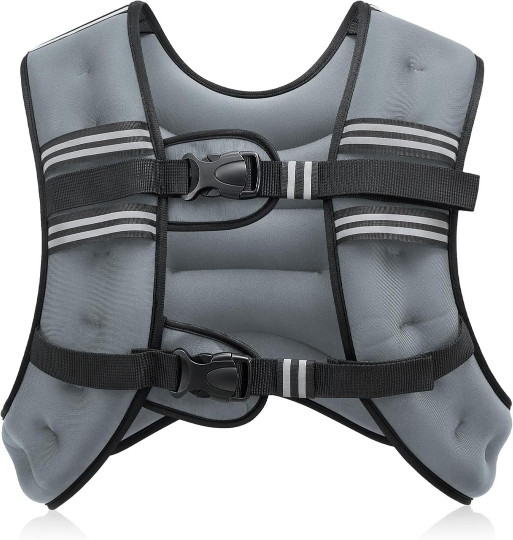 ZELUS Weighted Vest, 6lb/8lb/12lb/16lb/20lb/25lb/30lb Weight Vest with Reflective Stripe for Workout, Strength Training, Running, Fitness, Muscle Building, Weight Loss, Weightlifting (Grey)
