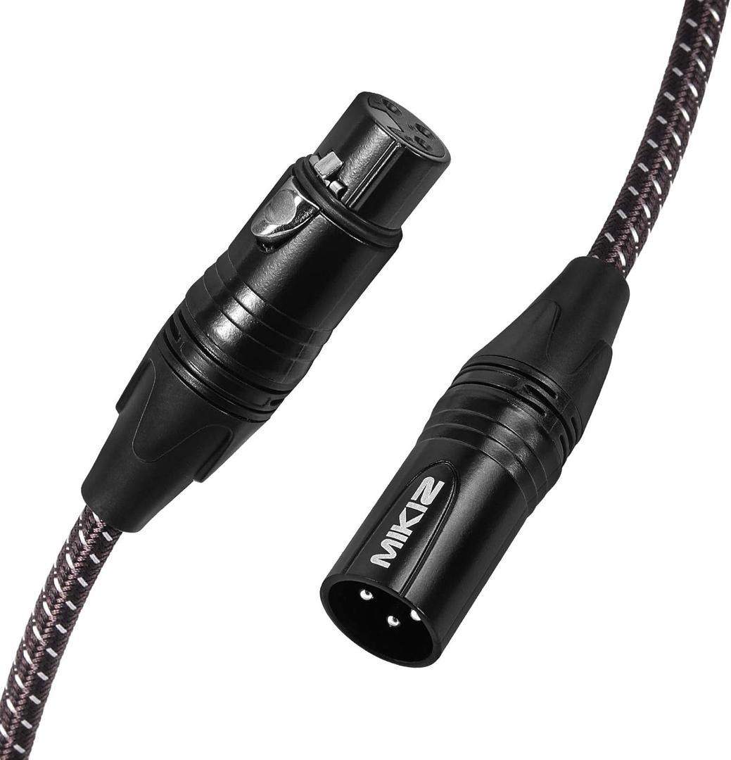 XLR Cables Braided 6ft 2 Pack - Premium Short Anti-tangling XLR Patch Cables Male to Female for Microphone DJ