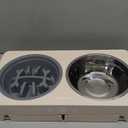 Elevated Dog Bowls for Medium Size Dogs, Non-Slip Dog Feeder with 1*Stainless Steel Dishes & 1*Slow Feeder Bowl, 5 Heights Adjustable Raised Bowls to 3.15-8.66-9.84-11.02-12.2 (Beige)