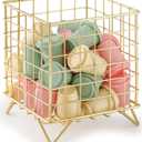 FantasyLife K Cup Holder Organizer, 5.3" x 5.3" x 6.3" Coffee Pod Storage Basket, Coffee Bar Accessories Metal Basket, Large Capacity Countertop Organizer for Kitchen Counter & Office Desktop (Gold)