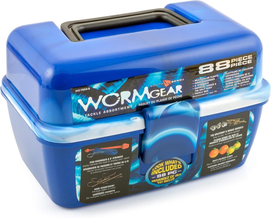SOUTH BEND WG-TB88-B Wormgear 88Pc Ld D Tackle Box Blue, Multi (One Size)