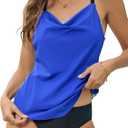 Shuangyu Womens 2 Piece Tankini Swimsuit Tummy Control Mid Waist Briefs | Cross back, adjustable straps, padded cups, flowy front, mid waist briefs. Soft stretch, quick-dry. For beach, pool. (M)