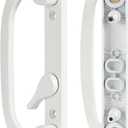 Sliding Patio Door Handle Set with Zinc Diecast I/E Pulls Only, Offset Thumbturn, Fits 1-5/8" to 1-3/4" Door Thick, 3-15/16" Hole Spacing, Non-Handed, White