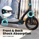 AERO MOBILITY Kick Scooter for Kids 6+, Teens & Adults | Light Up Wheels, Hand Brake, Rubber Deck Mat & Shock Absorption | Foldable & Height Adjustable