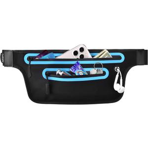 AIRSPO Running Belt, Waist Pack Fanny Packs for Women & Men with 2 Zipper Pockets Cross Body Bag Money Belt Phone Holder for Running Cycling Hiking