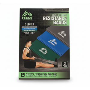 RBX Flat Latex Free Resistance Bands 3 Levels 3 Pack