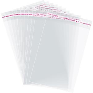 7x10 Inch Cellophane Treat Bags, Self Sealing Clear Bakery Bags for Cookies, Brownies, Pastries, Candy and Party Favor Food Gifts 200 Pcs