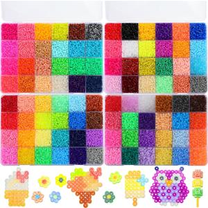 Lenwen 52000 Pcs Fuse Beads 96 Colors 2.6 mm Tiny Mini Fuse Beading Melty Beads with Pegboards Creative Refill Set Art Crafts for Girls Kids Beginners DIY Art Beading Party
