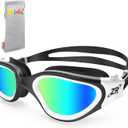 ZIONOR Kids Swim Goggles, G1 MINI UV Protection Anti-Fog Polarized Swimming Goggles for Age 6-14 (A0(mirrored Gold Lens + Blackwhite Frame))