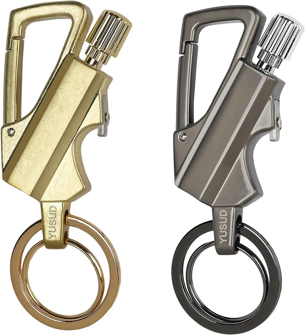 YUSUD 2 Pack Permanent Match Infinity Lighter with Multitool Keychain Bottle Opener, Reusable Waterproof Match Strike Anywhere, Forever Flint Fire Starter for Outdoor Survival, for Men