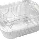 Waytiffer Aluminum Foil Pan 5.5" x 4.5" (50 Pack) Disposable Cookware with Lids/Aluminum Foil Food Containers/Meal Prep Freezer Drip Pans BBQ Potluck Holidays Silver