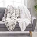 Gentle Soft Fluffy Fur Throw Blanket, Cozy Plush Blanket White, 50 * 60 Inches (Rabbit Fur)