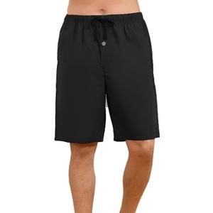 U2SKIIN Mens 100% Cotton Short Pajama Pants Lightweight Cool Sleep Pj Comfy Lounge Bottoms with Pockets and Button Fly (Black, M)