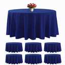 6 Pack Royal Blue Round Tablecloths 132 Inches Table Cloth Stain and Wrinkle Resistant Washable Polyester Table Cover Fabric for Party, Wedding,Dining,and Banquet Decoration