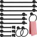 Gisafai 15 Pcs Black Bathroom Accessories Hardware Set Towel Racks for Bathroom SUS304 Stainless Steel 23.6 Inch Brushed Towel Bar Ring Toilet Paper Holder Robe Hooks for Wall Mounted