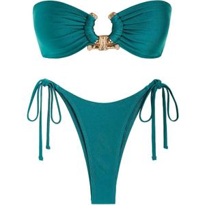 ZAFUL Bikini Sets for Women Strapless Top Sexy High Cut Bathing Suit Bandeau Two Piece Swimsuit String Beach Swim Suit 2026 L