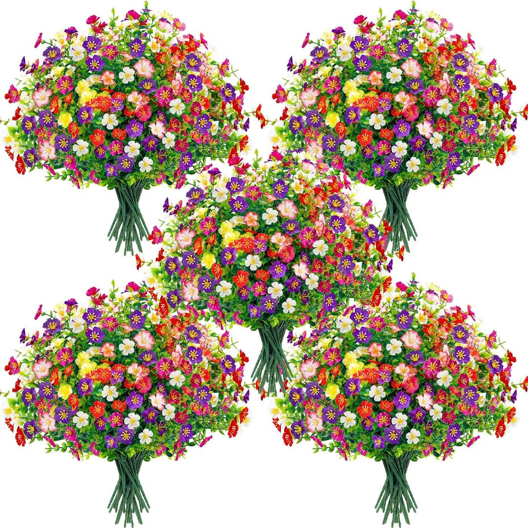 Der Rose 24 Bundles Fake Flowers Artificial Dasiy Faux Flowers Bulk for Outdoor Spring Garden Porch Farmhouse Decor