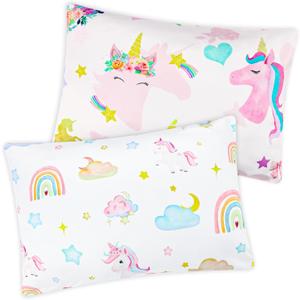 Pea Pod Toddler Pillowcases Set of 2 13 x 18 inches Unicorn Travel Pillowcases for Kids with Evenlop Closure, Ultra Soft & Breathable Pillowslip Case for Girls and Boys