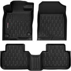 Floor Mats Compatible with Honda Civic 2022-2025 2026 (Fits Rear Seats with or Without USB Ports) | for Acura Integra 2023-2025, All Weather TPE Floor Liners, Custom Fit Car mats, 1st & 2nd Row, Black