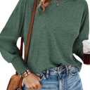 Dokotoo Womens Tops Long Sleeve Tops Shirts 2025 Spring Trendy Business Work Loose Basic T-Shirts (Green, XXL)