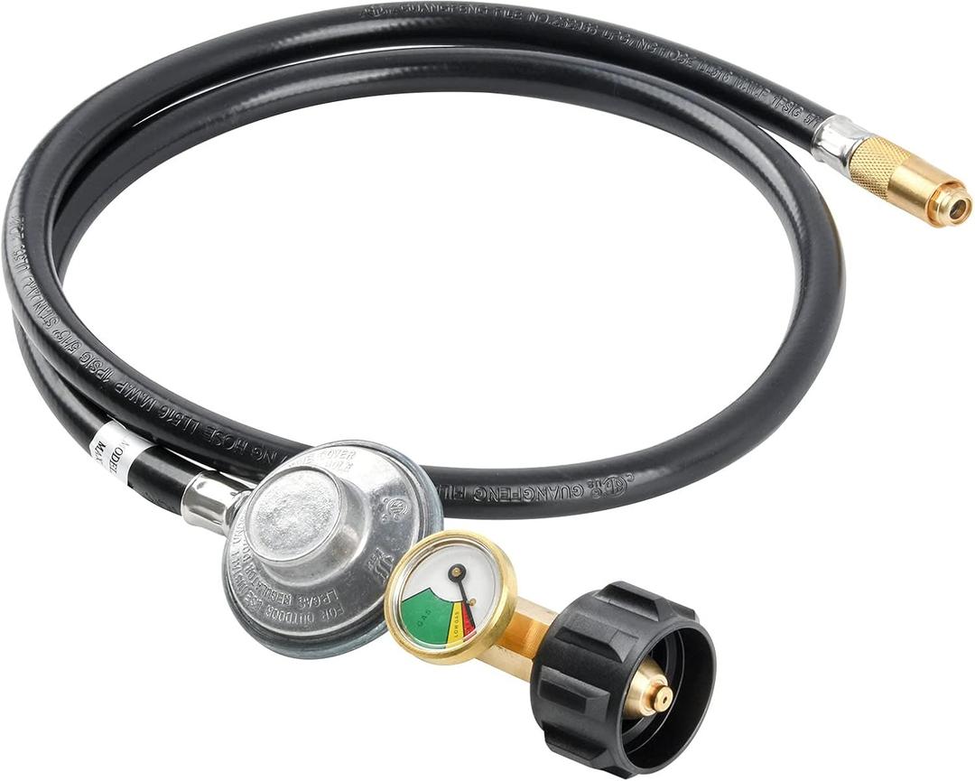 4FT Propane Regulator Hose with Gauge Fit for Blackstone 17/22 Tabletop Griddle BOSS 2 Burner Gas Griddles.