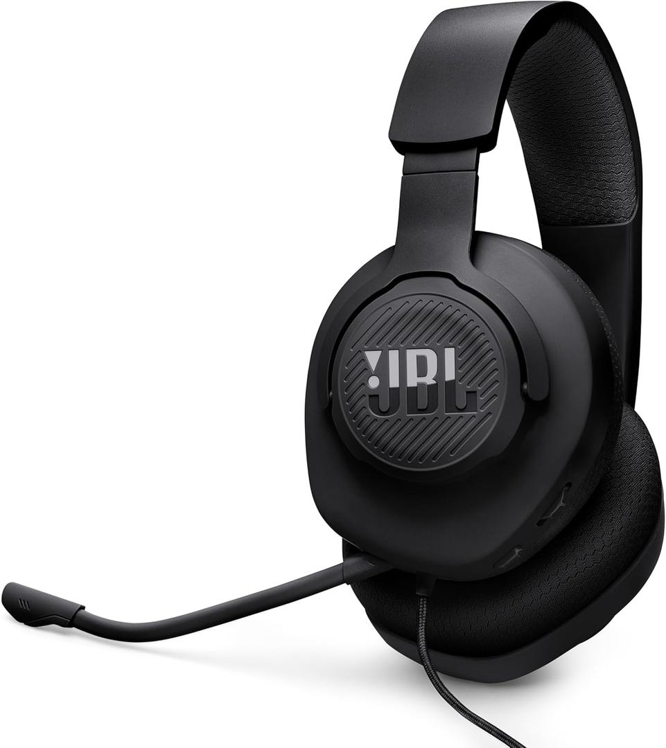 JBL Quantum 100M2 - Wired Over-Ear Gaming Headset with omnidirectional, Detachable mic with Mute Option and Fabric-Covered Memory Foam Ear Cushions, Compatible with All Platforms (Black)