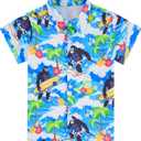 RAISEVERN 3-10T Boys Button Down Hawaiian Shirts Short Sleeve Cool Dress Shirt Tops (5-6 Years, Bigfoot 05)