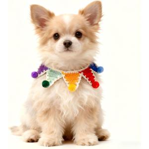 Christmas Cat Costume, Handmade Knitted Rainbow Dog Bandanas, Five-Pointed Star Cat Outfit, Dog Costume, Rabbits Outfit Accessories(Rainbow)