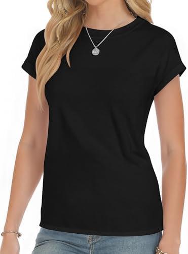 YOGINGO Short Sleeve Shirts for Women Crew Neck Tee - Fashion Summer Spring Cap Sleeve Tops for Women L