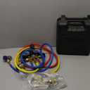 Orion Motor Tech 4 Way AC Gauge Set for R410a R22 R134a Refrigerant, 4 Valve Automotive AC Manifold with 5ft Hoses, R410a Adapters, Can Tap