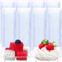 400 Pieces Mini Square Dessert Plates 2.5 x 2.5 Inch Disposable Appetizer Plates Small Clear Plastic Dish for Dessert Salad Appetizer Sauces Tastings Cake Wedding Party Serving (Clear)