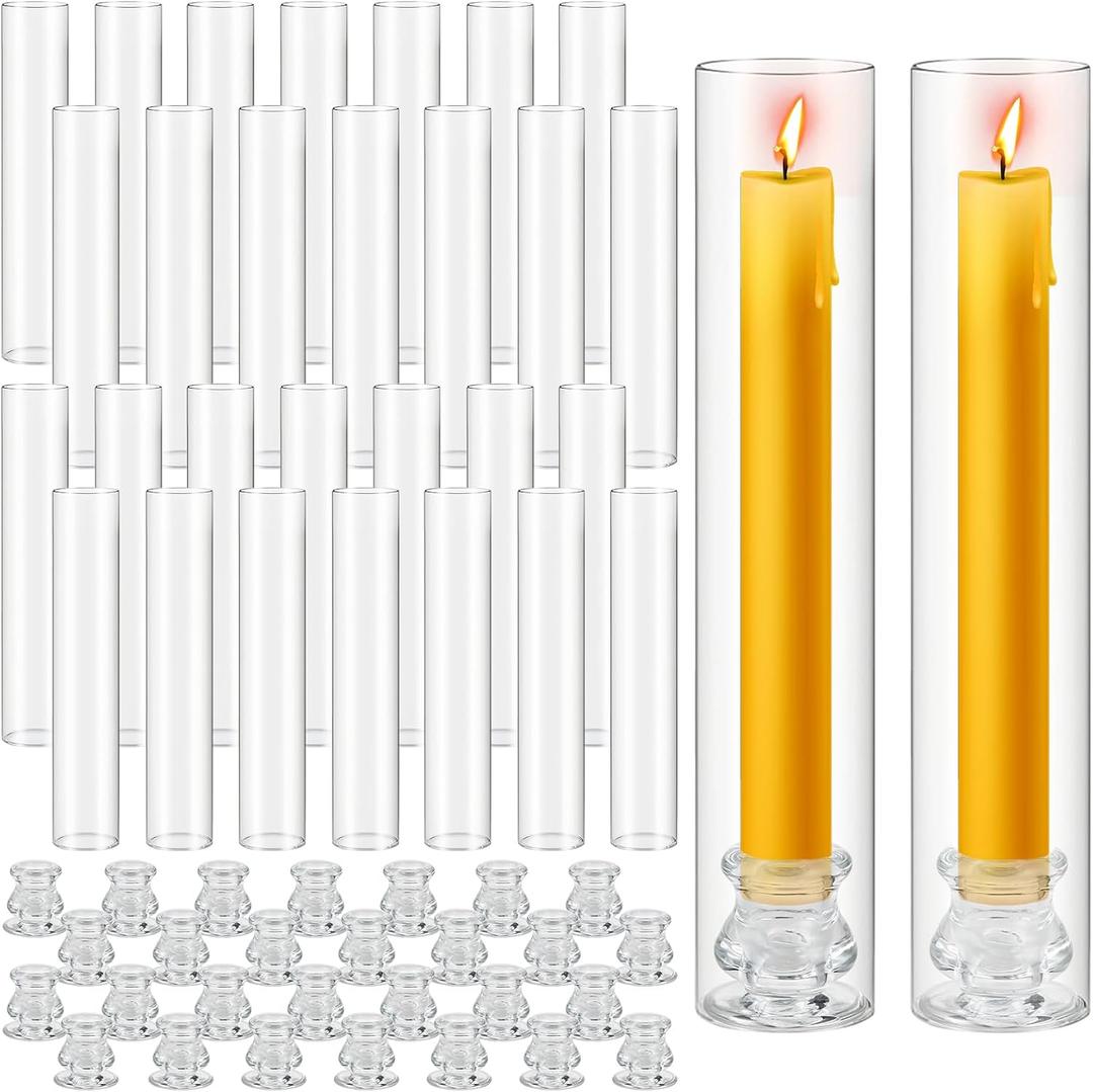 Cieex 30 Pack Glass Hurricane Candle Holders, Candle Sticks Holder Decor