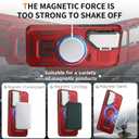 2 x for Samsung Galaxy S23 Case Magnetic Compatible with MagSafe Support Wireless Charger,Built-in Camera Cover Kickstand+with Screen Protector,Military Grade Drop Full-Body Phone Protection Red