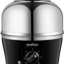 Oroton 9-Egg 304 Stainless Steel Egg Cooker  Steam & Boil Eggs with Timer, Automatic Shut-Off & 3 Cooking Modes (Black)(Hard/Medium/Soft)