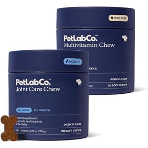 PetLab Co. – Mobility Soft Chew Joint Supplement For Dogs To Support Dog Hip & Joint Care & Mobility 30 Count Plus Chewable Multivitamins For Dogs To Support Overall Health 30 Count 1 Pack