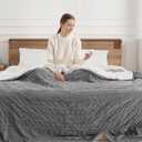 Electric Blanket Full Heated Blanket Full Size  Striped Flannel & Thick Sherpa, 5 Heat Settings & 10 Hour Auto Off with FCC/ETL Certified, Overheat Protection & Machine Washable, Light Grey 72"x84"