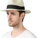 Lanzom Summer Beach Sun Hats for Men Women Foldable Travel Packable Staw Hat, Wide Brim Hat (Style B-Ivory White, Large Size: Fit for 23"-23.6")
