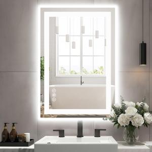 Sweetcrispy 24"x 36" Smart Anti-Fog LED Bathroom Mirror with Lights and Front Light & Backlit, 3 Color Temperatures, Dimmable, Memory Function, Rectangle Modern Vanity Mirror