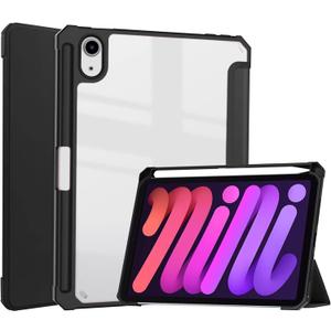 2 x Tablet Cover for Apple iPad mini 6th Generation(2021 Release),Ultra Slim Folio Stand Lightweight Auto Sleep/Wake Up Leather Case for iPad mini Gen 6 A2567 A2568 A2569 8.3" (Black)