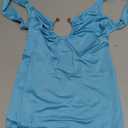 Women Sexy Backless Dress V Neck Sleeveless Open Back Split Maxi Dress Party Cocktail (Medium, Blue)